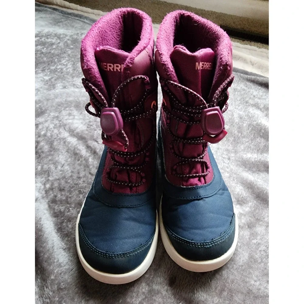 Merrell Girls Snow‎ Bank 2.0 WTRPF Winter Boots Pink Navy US 3 MK162106
